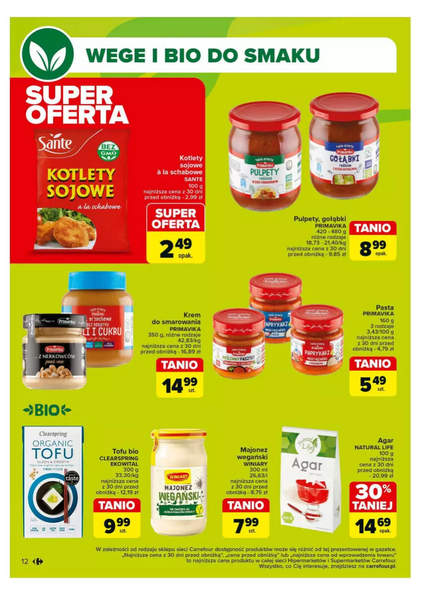 Gazetka promocyjna Carrefour - ważna 28.10 do 02.11.2024 - strona 4 - produkty: Koc, Majonez, Pasztet, Prima, Primavika, Pulpety, Tofu, Winiary