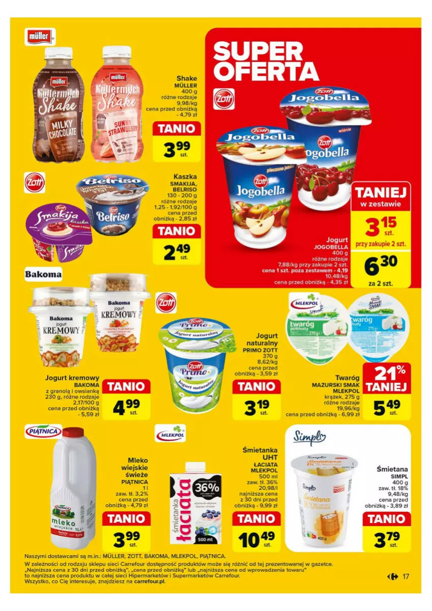 Gazetka promocyjna Carrefour - ważna 28.10 do 02.11.2024 - strona 9 - produkty: Bakoma, Bell, Bella, Belriso, Fa, Gra, Jogobella, Jogurt, Jogurt naturalny, Mleko, Piątnica, Smakija, Zott