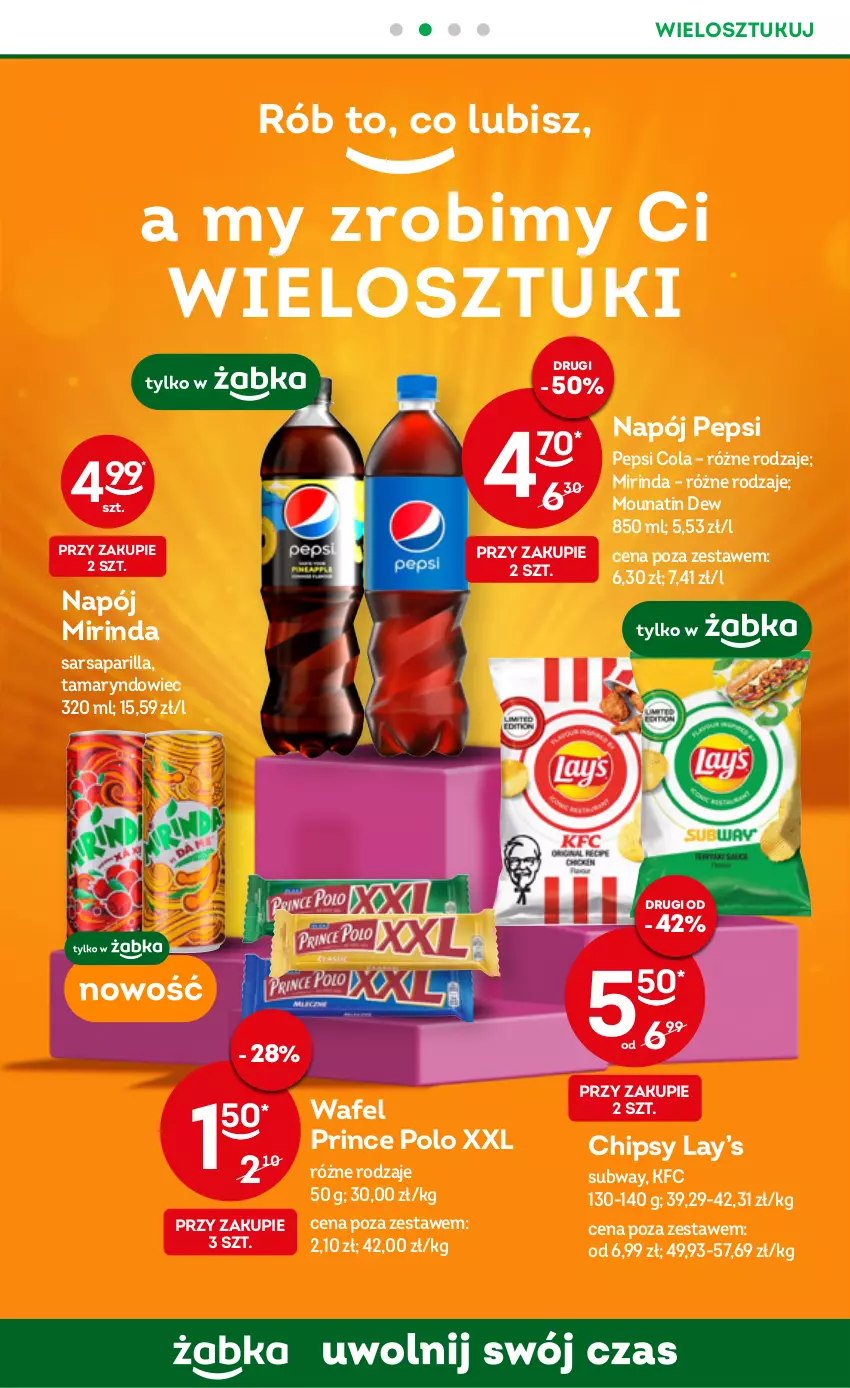 Gazetka promocyjna Żabka - ważna 02.11 do 08.11.2022 - strona 9 - produkty: Chipsy, Lay’s, Mirinda, Napój, Pepsi, Prince Polo