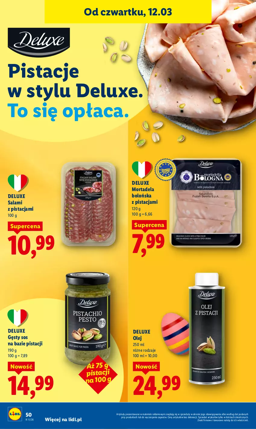 Gazetka promocyjna Lidl - GAZETKA - ważna 12.03 do 14.03.2026 - strona 52 - produkty: Olej, Pistacje, Salami, Sos