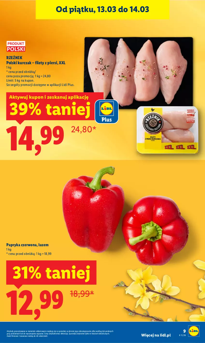 Gazetka promocyjna Lidl - GAZETKA - ważna 12.03 do 14.03.2026 - strona 9 - produkty: Kurczak, Papryka, Papryka czerwona