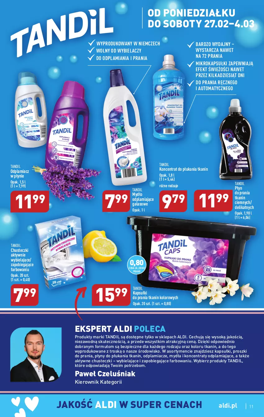 Gazetka promocyjna Aldi - Pełny katalog - ważna 27.02 do 04.03.2023 - strona 11 - produkty: Chusteczki, Fa, Gala, Kapsułki do prania, Mydło, O nas, Odplamiacz, Okap, Piec, Płyn do prania, Sok