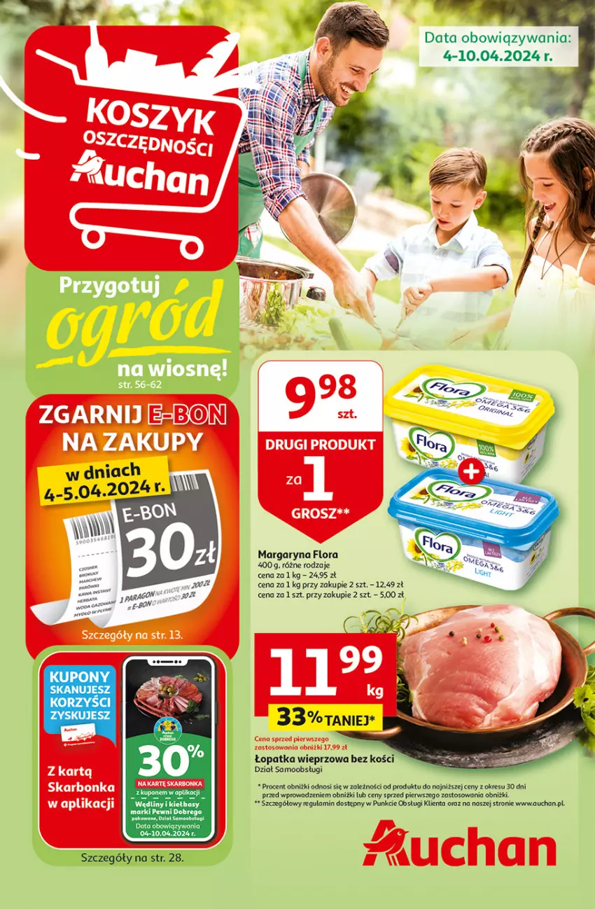 Gazetka promocyjna Auchan - Gazetka Przygotuj ogród na wiosnę! Hipermarket Auchan - ważna 04.04 do 10.04.2024 - strona 1 - produkty: Fa, Flora, Margaryna