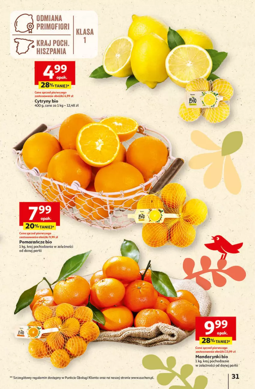 Gazetka promocyjna Auchan - Gazetka Przygotuj ogród na wiosnę! Hipermarket Auchan - ważna 04.04 do 10.04.2024 - strona 31 - produkty: Cytryny, Mandarynki, Pomarańcze