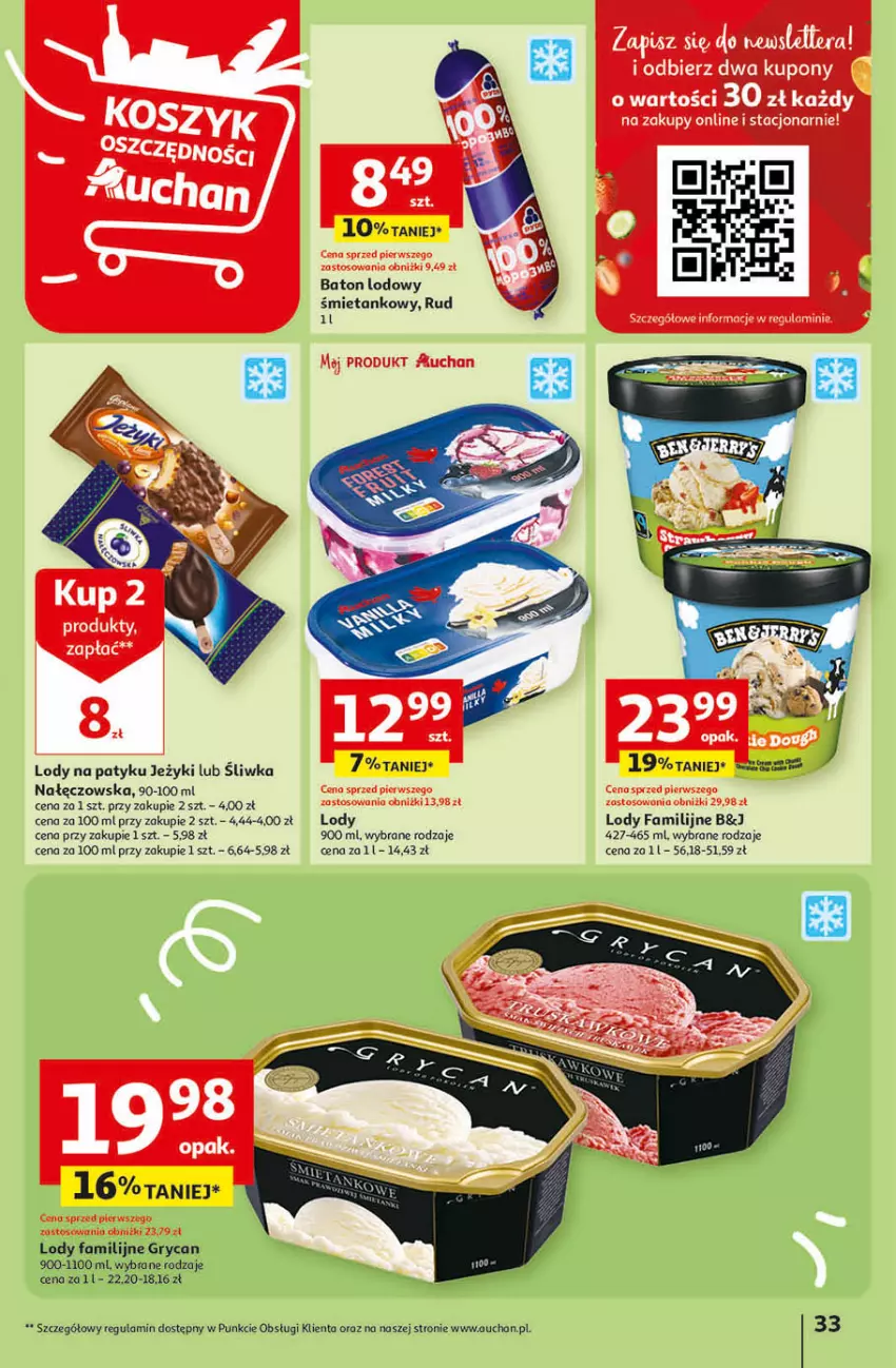 Gazetka promocyjna Auchan - Gazetka Przygotuj ogród na wiosnę! Hipermarket Auchan - ważna 04.04 do 10.04.2024 - strona 33 - produkty: Baton, Fa, Gry, Jeżyki, Lody