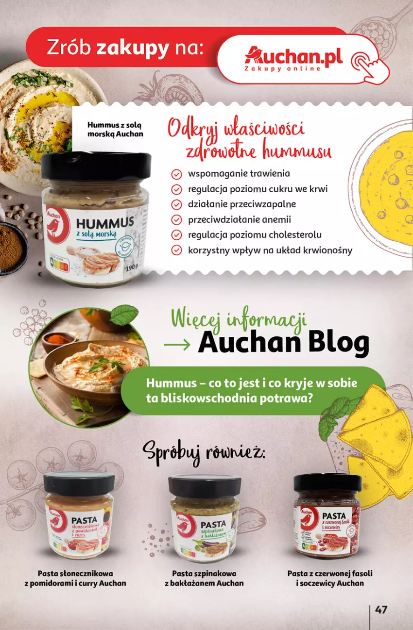 Gazetka promocyjna Auchan - Gazetka Przygotuj ogród na wiosnę! Hipermarket Auchan - ważna 04.04 do 10.04.2024 - strona 47 - produkty: Fa, Hummus, Mus, Pasta szpinakowa, Szpinak