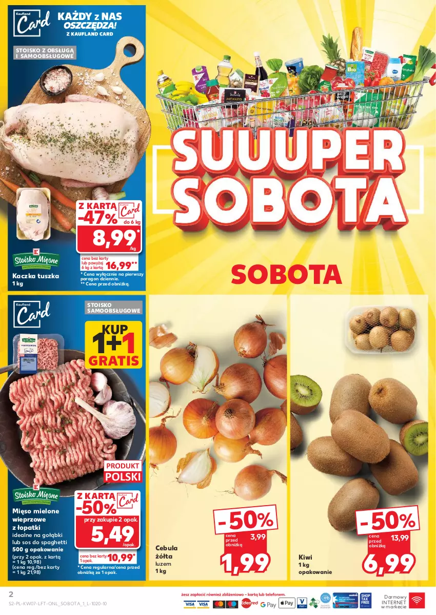 Gazetka promocyjna Kaufland - Gazetka tygodnia - ważna 13.02 do 19.02.2025 - strona 2 - produkty: Cebula, Gra, Kaczka, Kiwi, Mięso, Mięso mielone, Sos, Spaghetti, Tusz