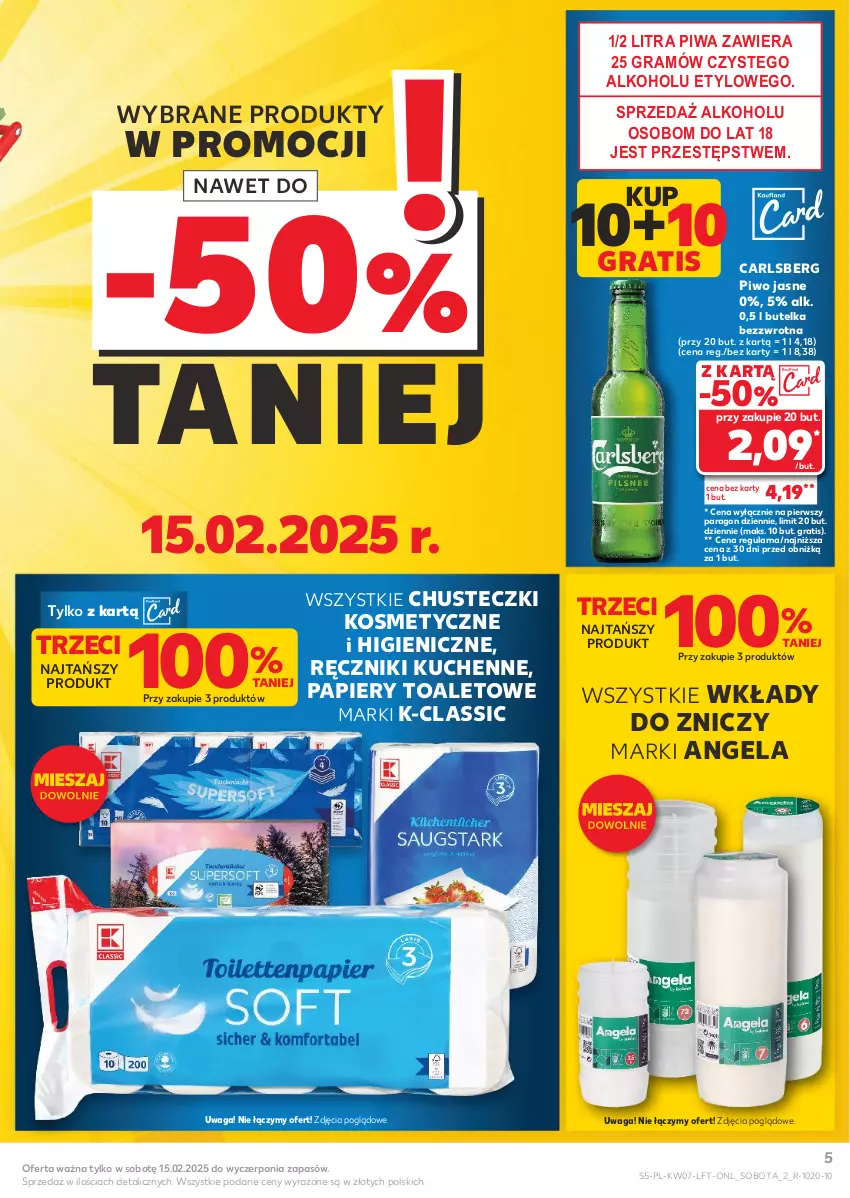 Gazetka promocyjna Kaufland - Gazetka tygodnia - ważna 13.02 do 19.02.2025 - strona 5 - produkty: Carlsberg, Chusteczki, Gra, Papier, Piwa, Piwo, Piwo jasne, Ręcznik, Waga, Znicz