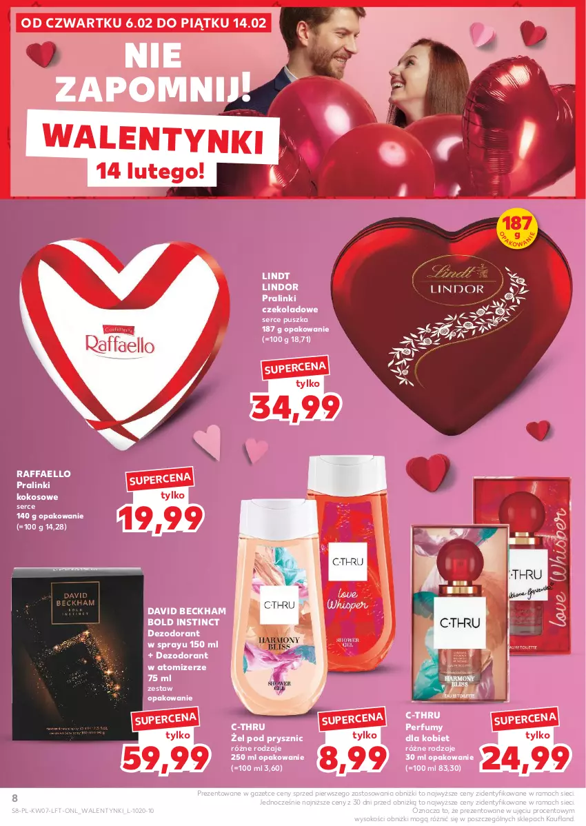 Gazetka promocyjna Kaufland - Gazetka tygodnia - ważna 13.02 do 19.02.2025 - strona 8 - produkty: C-Thru, David Beckham, Dezodorant, Fa, Kokos, Lindor, Lindt, Perfum, Raffaello, Rama, Ser, Sok