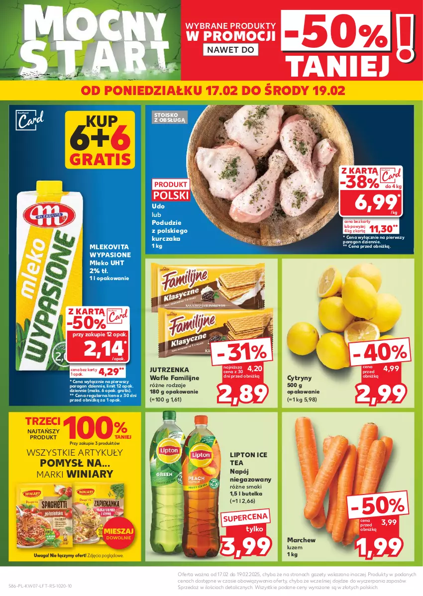 Gazetka promocyjna Kaufland - Gazetka tygodnia - ważna 13.02 do 19.02.2025 - strona 86 - produkty: Cytryny, Fa, Gra, Ice tea, Jutrzenka, Kurczak, Lipton, Mleko, Mlekovita, Napój, Napój niegazowany, Wafle, Waga, Winiary