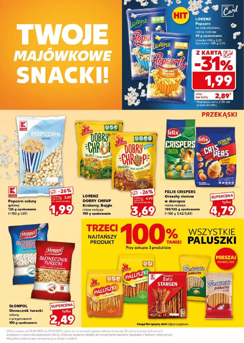 Gazetka promocyjna Kaufland - ważna 26.04 do 27.04.2025 - strona 9 - produkty: Acer, Bajgle, Fa, Felix, Krakersy, Lorenz, Popcorn, Słonecznik turecki, Słonpol, Waga
