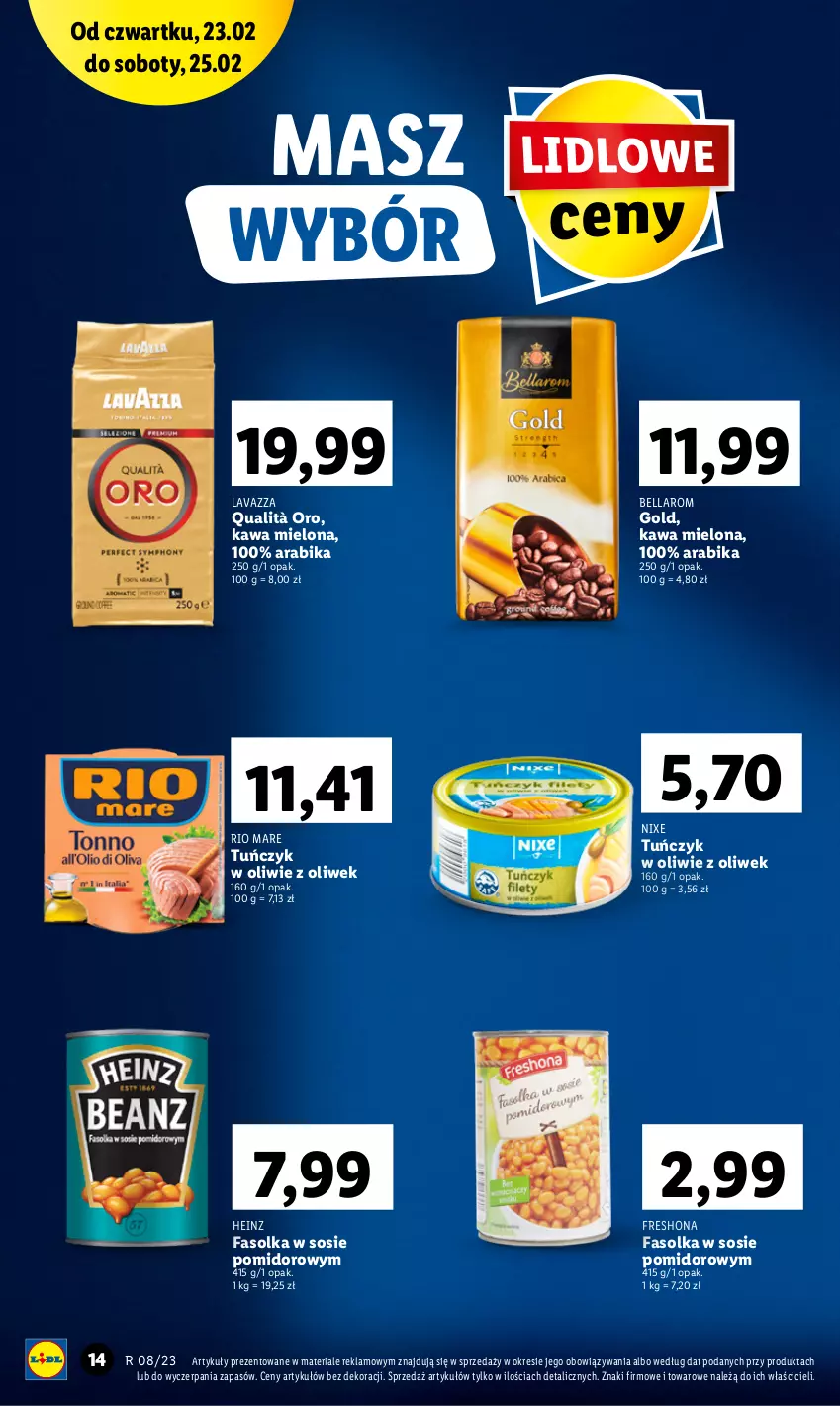 Gazetka promocyjna Lidl - GAZETKA - ważna 23.02 do 25.02.2023 - strona 14 - produkty: Bell, Bella, Fa, Heinz, Kawa, Kawa mielona, Lavazza, Rio Mare, Sos, Tuńczyk