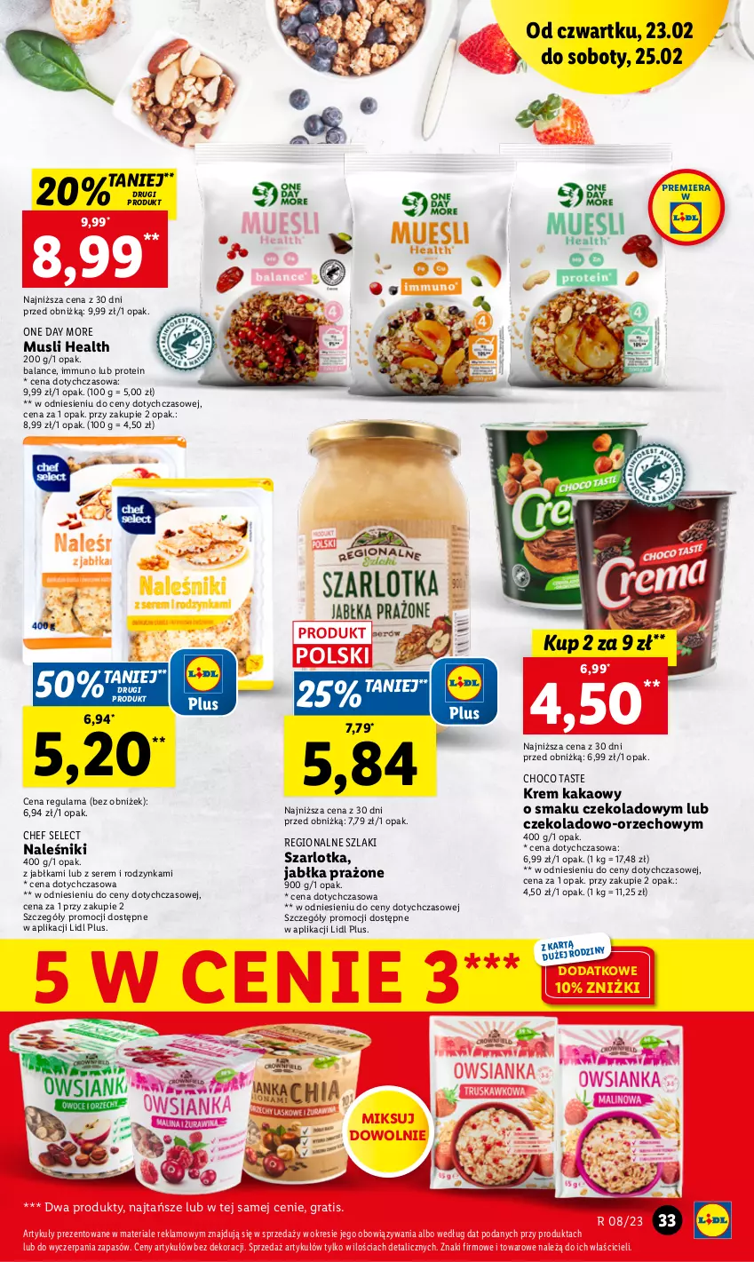 Gazetka promocyjna Lidl - GAZETKA - ważna 23.02 do 25.02.2023 - strona 33 - produkty: Gra, Jabłka, Jabłka prażone, Kakao, Mus, Naleśniki, Ser, Szarlotka