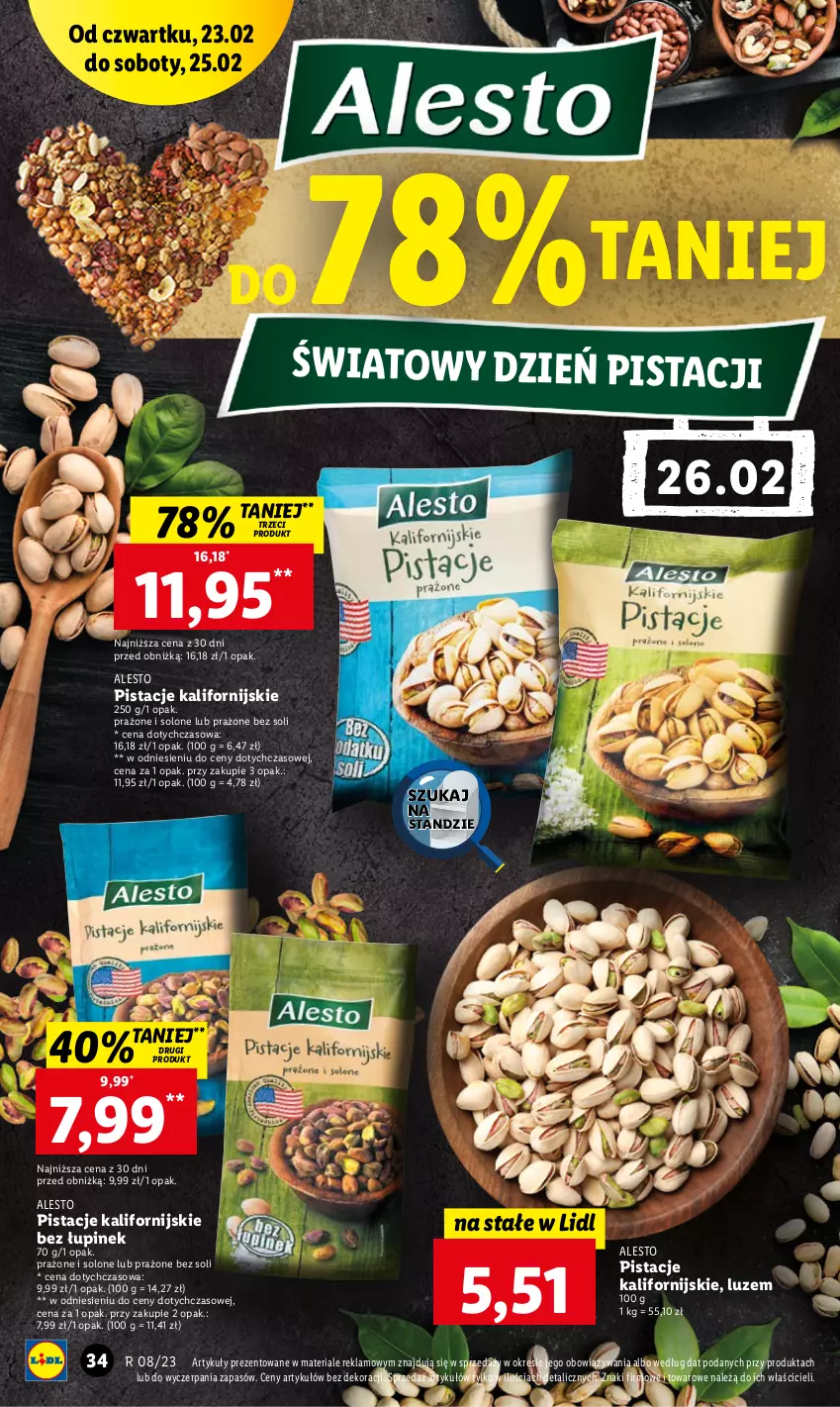 Gazetka promocyjna Lidl - GAZETKA - ważna 23.02 do 25.02.2023 - strona 34 - produkty: Pistacje