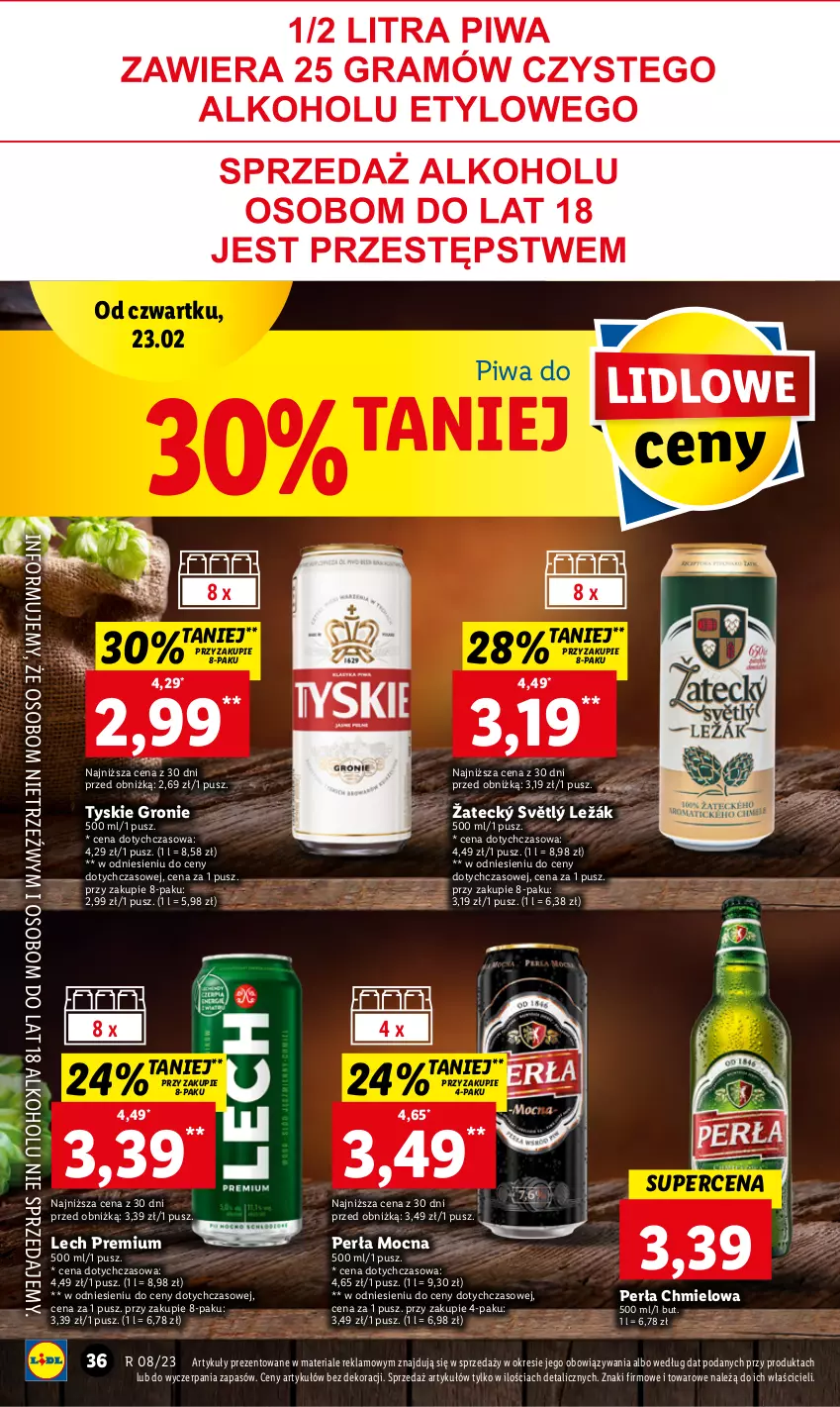 Gazetka promocyjna Lidl - GAZETKA - ważna 23.02 do 25.02.2023 - strona 36 - produkty: Carlsberg, Heineken, Kasztelan, Perła, Piwa, Tyskie