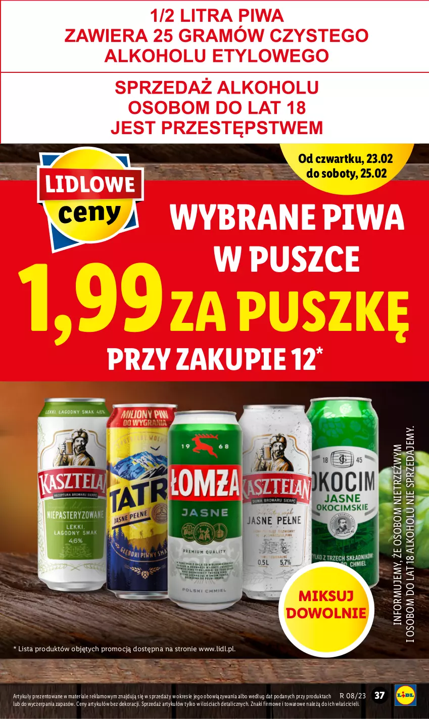 Gazetka promocyjna Lidl - GAZETKA - ważna 23.02 do 25.02.2023 - strona 37 - produkty: Carlsberg, Heineken, Kasztelan, Piwa, Tyskie