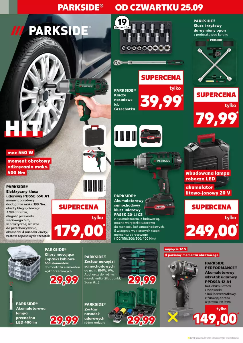 Gazetka promocyjna Kaufland - Kaufland - ważna 25.09 do 01.10.2025 - strona 16 - produkty: Akumulator, Klucz udarowy, Lampa, Lampa robocza LED, LANA, LG, Parkside, Sony, Zestaw narzędzi