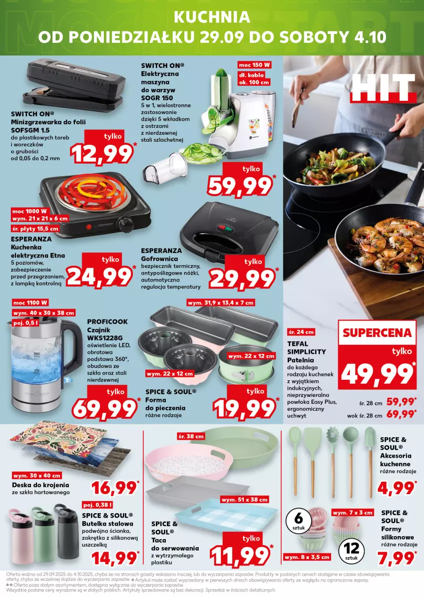 Gazetka promocyjna Kaufland - Kaufland - ważna 25.09 do 01.10.2025 - strona 23 - produkty: Czajnik, Deska do krojenia, Fa, Forma do pieczenia, Gofrownica, Patelnia, Piec, Ser, Simplic, Szyna, Taca, Tefal, Warka