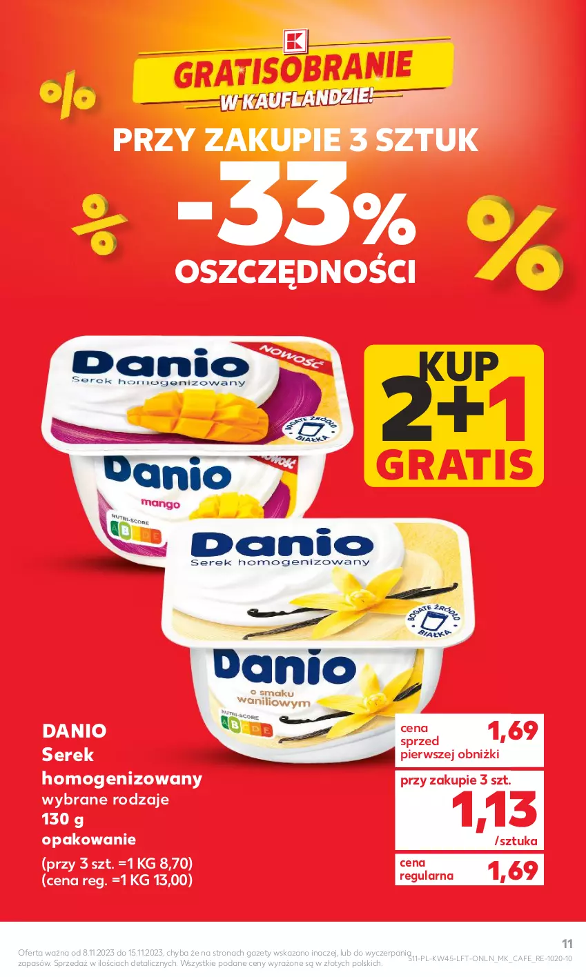 Gazetka promocyjna Kaufland - Gazetka tygodnia - ważna 08.11 do 15.11.2023 - strona 11 - produkty: Danio, Gra, Ser, Serek, Serek homogenizowany