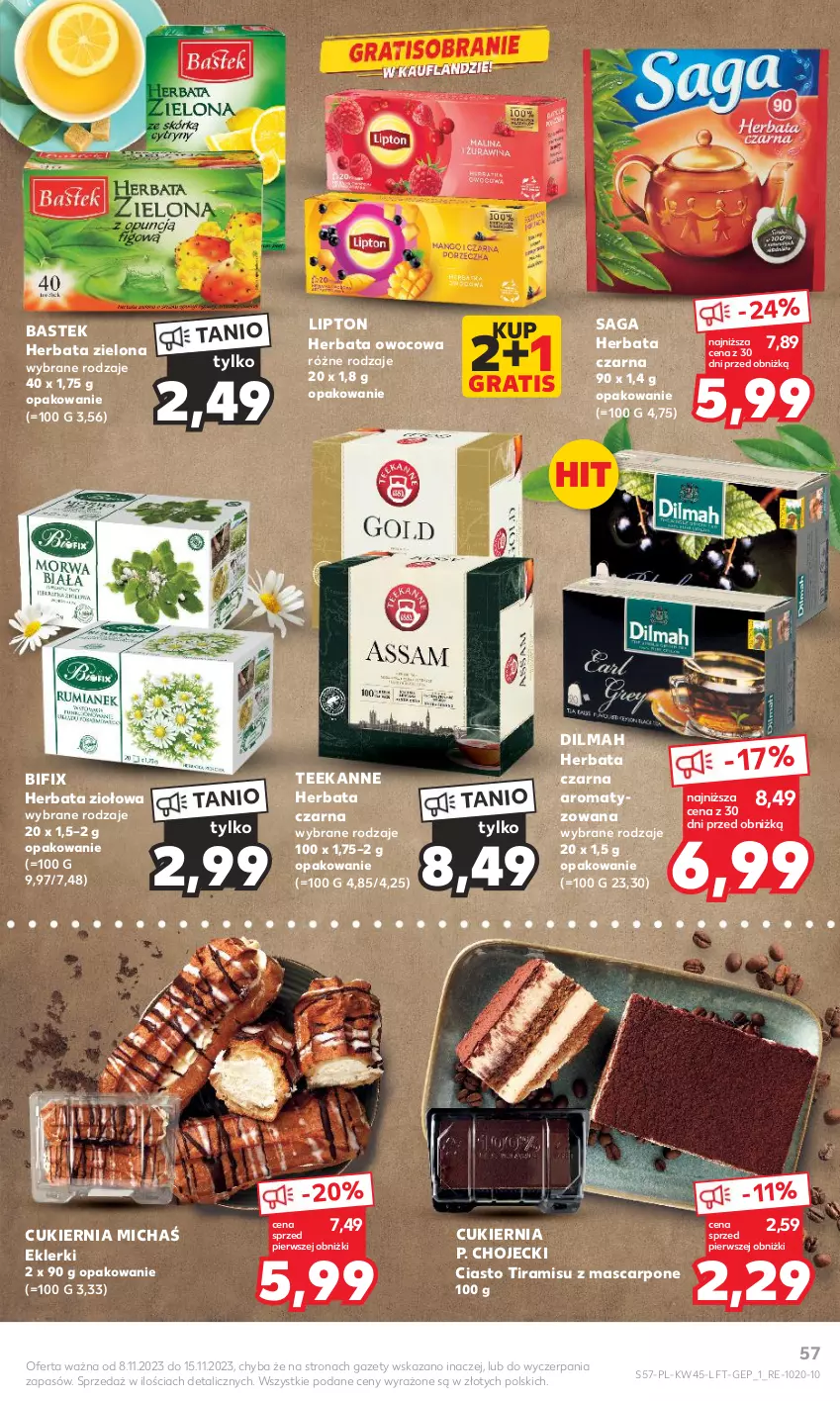 Gazetka promocyjna Kaufland - Gazetka tygodnia - ważna 08.11 do 15.11.2023 - strona 57 - produkty: Cukier, Dilmah, Gra, Herbata, Herbata czarna, Herbata owocowa, Lipton, Mascarpone, Saga, Stek, Teekanne