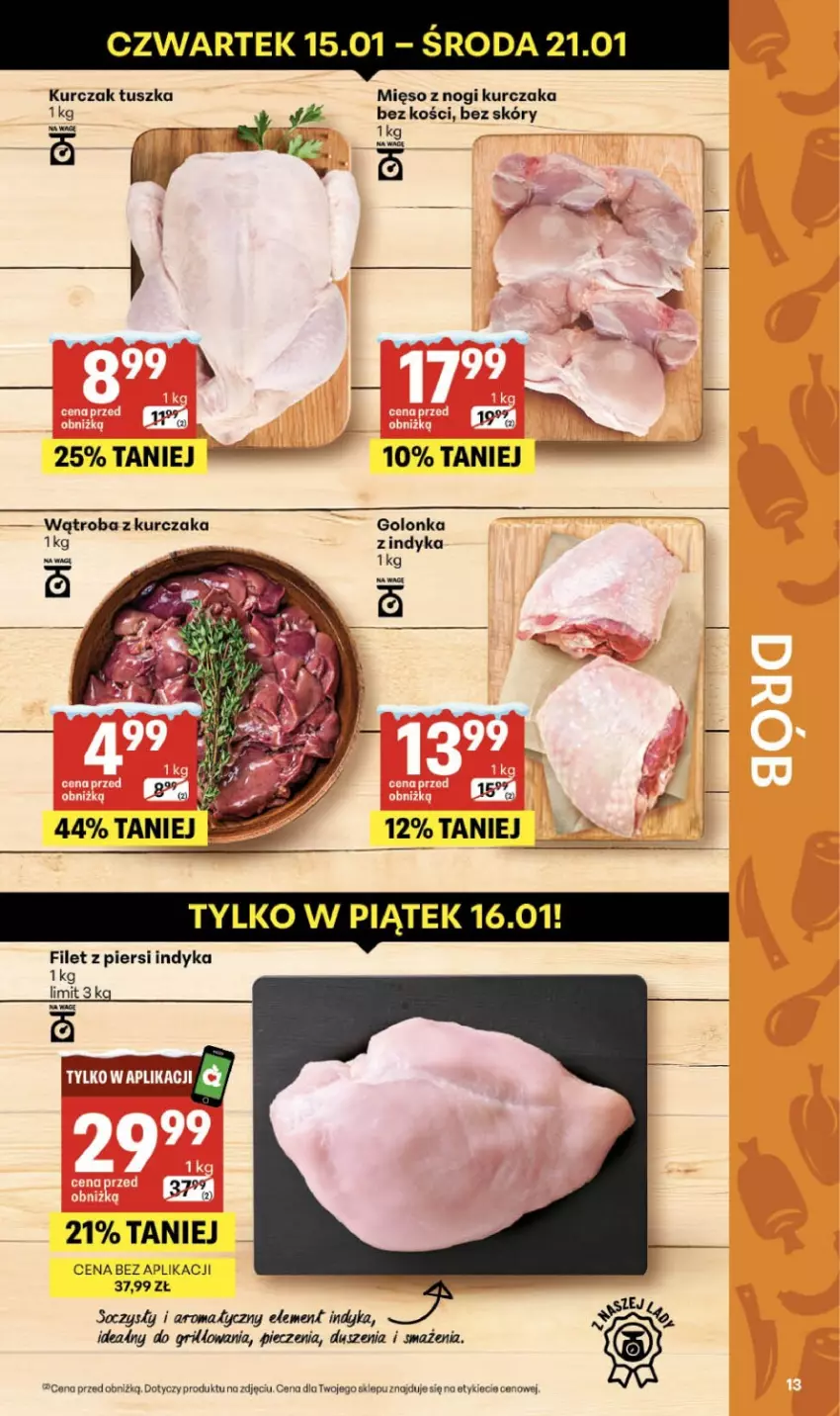 Gazetka promocyjna Delikatesy Centrum - Franczyza DC03 Czwartek - ważna 15.01 do 21.01.2026 - strona 13 - produkty: Filet z piersi indyka, Kurczak, Mięso, Piec, Tusz