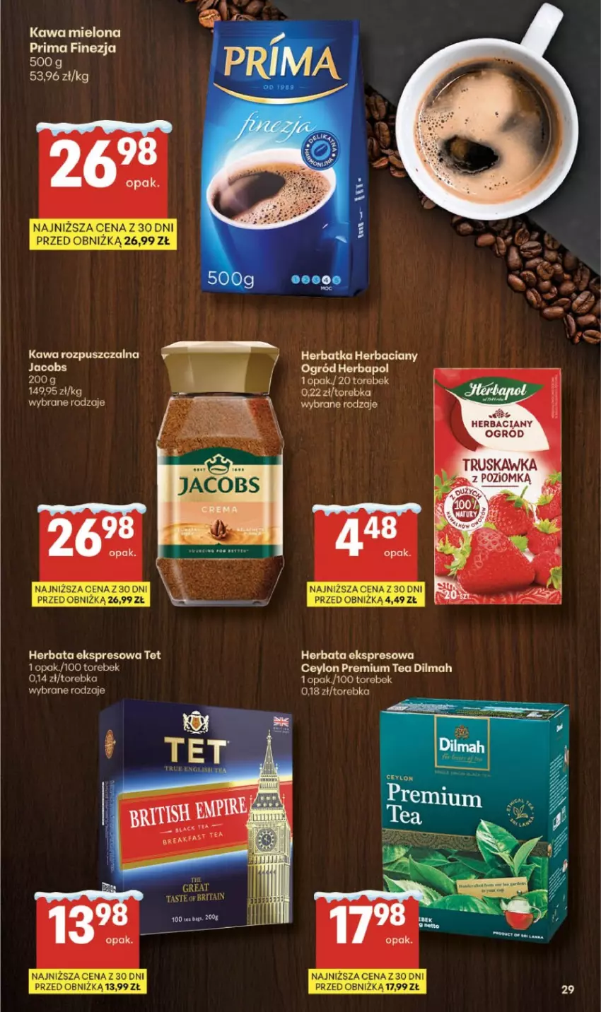 Gazetka promocyjna Delikatesy Centrum - Franczyza DC03 Czwartek - ważna 15.01 do 21.01.2026 - strona 29 - produkty: Brit, Dilmah, Herbata, Jacobs, Kawa, Kawa mielona, Kawa rozpuszczalna, Prima, Torebka