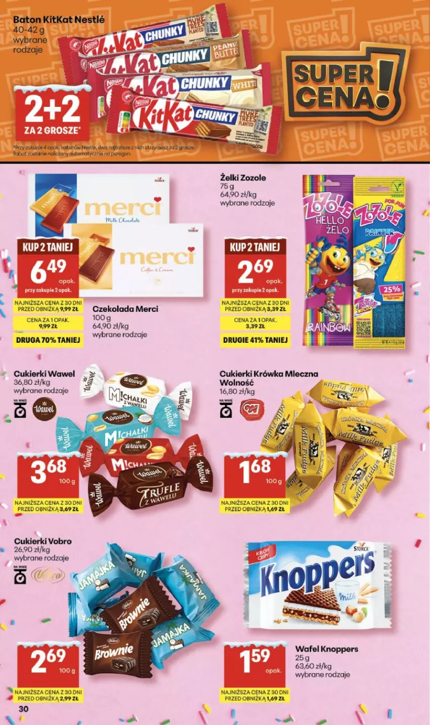 Gazetka promocyjna Delikatesy Centrum - Franczyza DC03 Czwartek - ważna 15.01 do 21.01.2026 - strona 30 - produkty: Baton, Cukier, Cukierki, Czekolada, Knoppers, Merci, Wawel