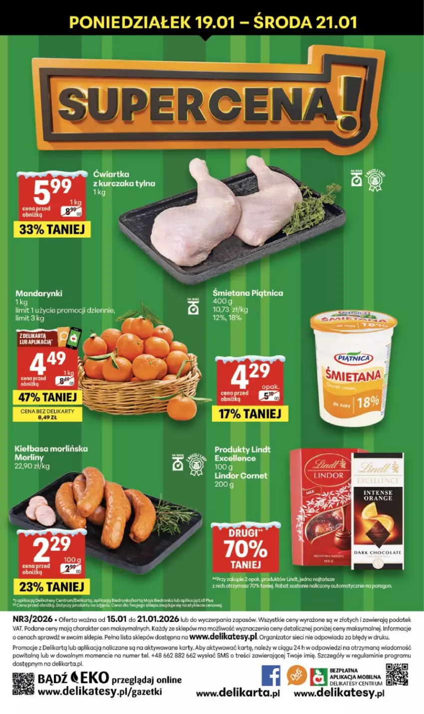 Gazetka promocyjna Delikatesy Centrum - Franczyza DC03 Czwartek - ważna 15.01 do 21.01.2026 - strona 40 - produkty: Fa, Gra, Kiełbasa, Koc, LG, Lindor, Lindt, Mobil, Piątnica, Rum