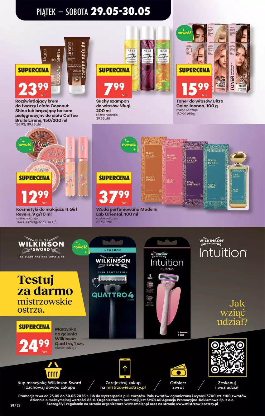 Gazetka promocyjna Biedronka - Od Piątku - ważna 29.05 do 30.05.2026 - strona 37 - produkty: Gra, Joanna, Koc, Lirene, Makijaż, Mola, Niuqi, Suchy szampon, Szampon, Wilkinson Sword, Woda