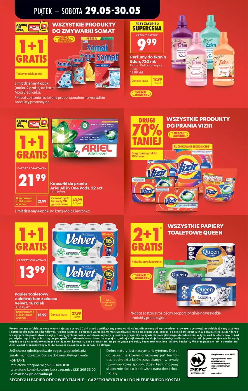 Gazetka promocyjna Biedronka - Od Piątku - ważna 29.05 do 30.05.2026 - strona 41 - produkty: Ariel, Flora, Kapsułki do prania, Papier, Papier toaletowy, Perfum, Por, Velvet, Vizir