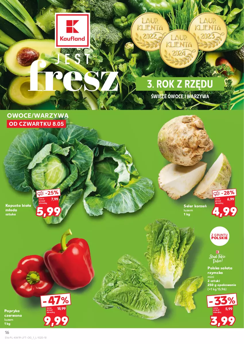 Gazetka promocyjna Kaufland - Gazetka tygodnia - ważna 08.05 do 14.05.2025 - strona 16 - produkty: Grunt, Owoce, Papryka, Papryka czerwona, Sałat, Seler korzeń, Warzywa