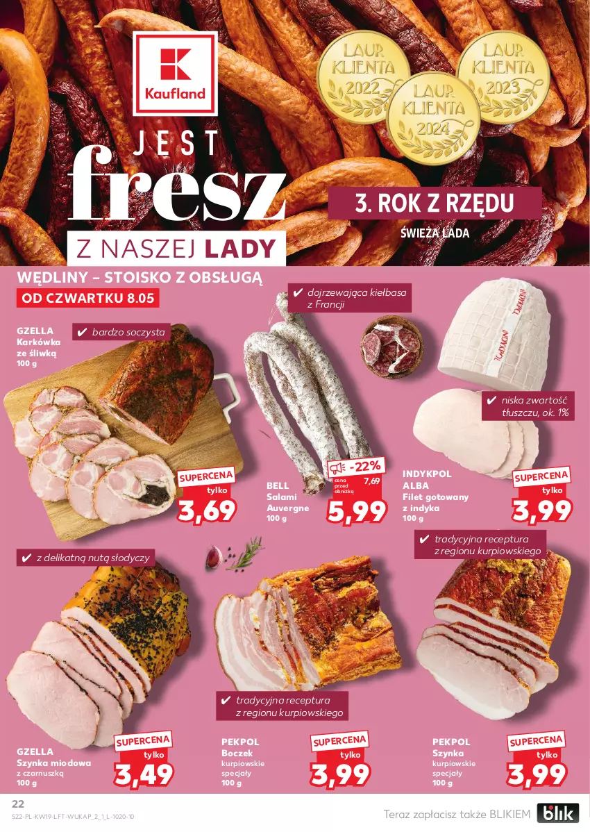 Gazetka promocyjna Kaufland - Gazetka tygodnia - ważna 08.05 do 14.05.2025 - strona 22 - produkty: Bell, Boczek, Kiełbasa, Pekpol, Salami, Szynka, Tera