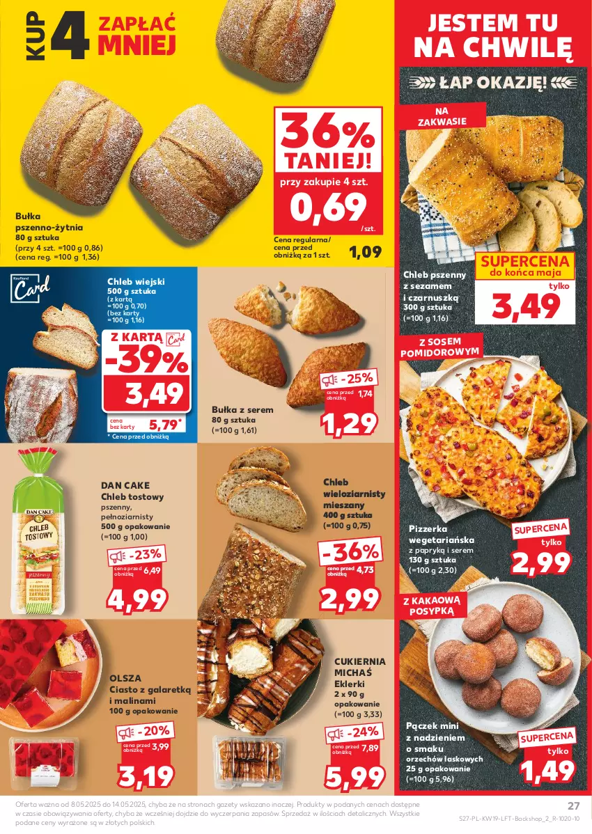 Gazetka promocyjna Kaufland - Gazetka tygodnia - ważna 08.05 do 14.05.2025 - strona 27 - produkty: Bułka, Chleb, Chleb tostowy, Chleb wieloziarnisty, Ciasto z galaretką, Cukier, Dan Cake, Gala, Kakao, Pączek, Ser, Sezam, Sos
