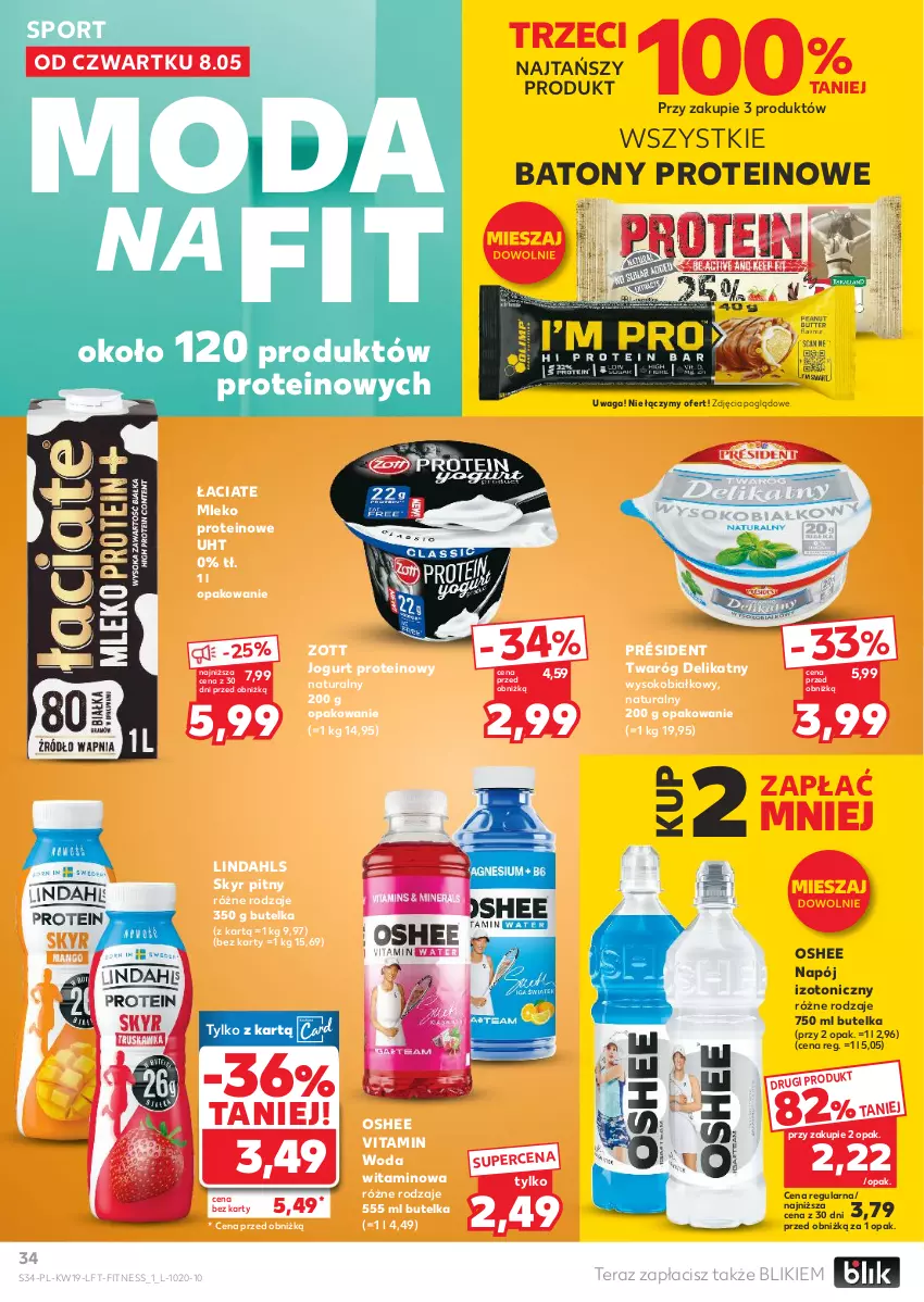 Gazetka promocyjna Kaufland - Gazetka tygodnia - ważna 08.05 do 14.05.2025 - strona 34 - produkty: Baton, Jogurt, Mleko, Moda, Napój, Napój izotoniczny, Oshee, Por, Président, Sok, Sport, Tera, Twaróg, Twaróg delikatny, Waga, Woda, Zott