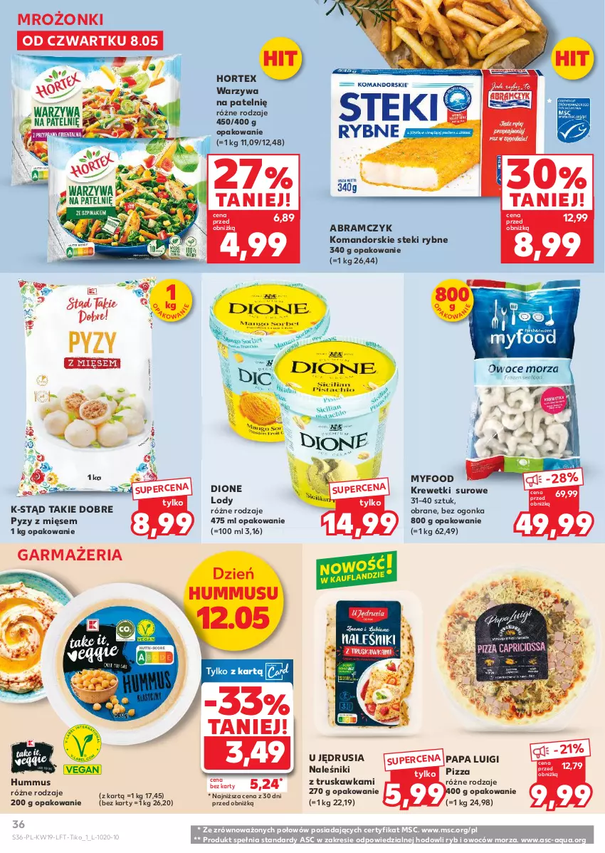 Gazetka promocyjna Kaufland - Gazetka tygodnia - ważna 08.05 do 14.05.2025 - strona 36 - produkty: Hortex, Hummus, Krewetki, Lody, Mus, Naleśniki, Pizza, Stek, Warzywa