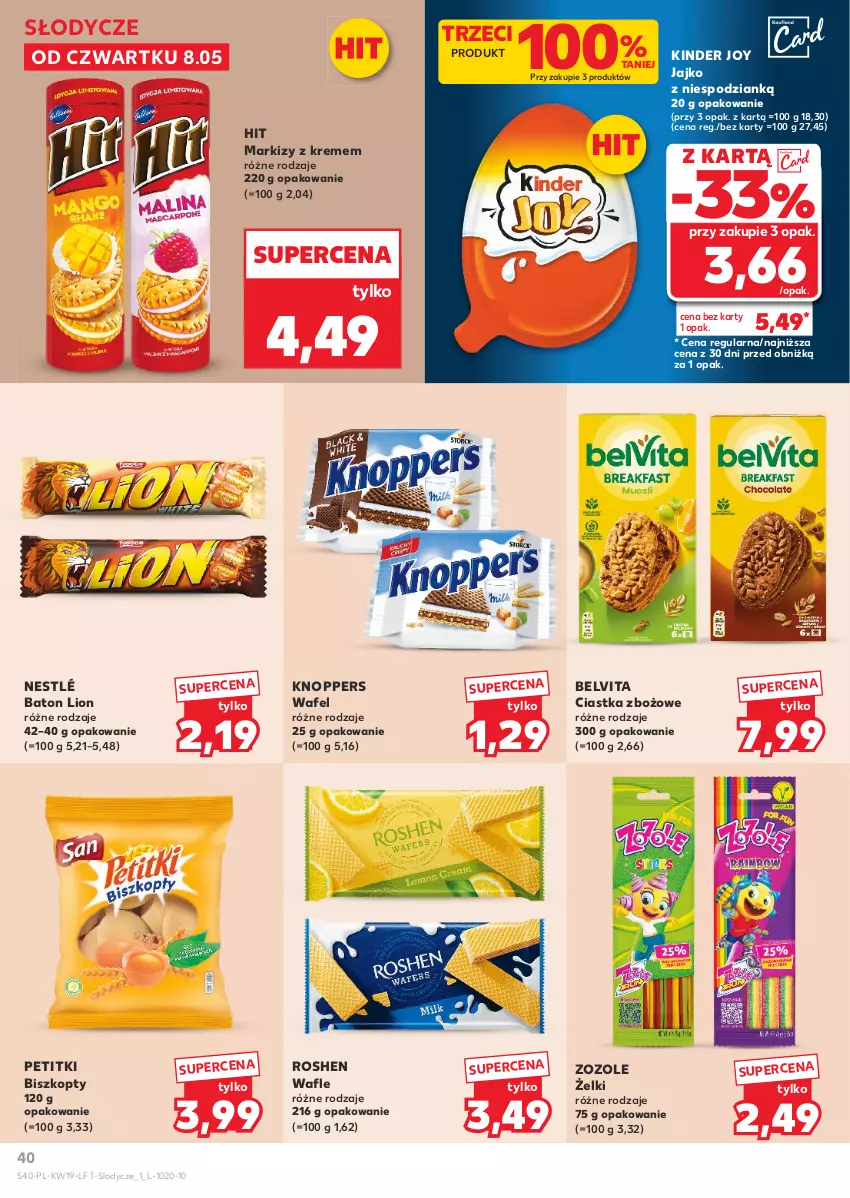 Gazetka promocyjna Kaufland - Gazetka tygodnia - ważna 08.05 do 14.05.2025 - strona 40 - produkty: Baton, BelVita, Biszkopty, Ciastka, Kinder, Knoppers, Lion, Lody, Nestlé, Vita C, Wafle