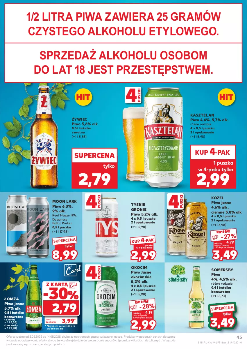 Gazetka promocyjna Kaufland - Gazetka tygodnia - ważna 08.05 do 14.05.2025 - strona 45 - produkty: Gra, Kasztelan, Koc, Kozel, Okocim, Piwa, Piwo, Piwo jasne, Por, Somersby, Tyskie