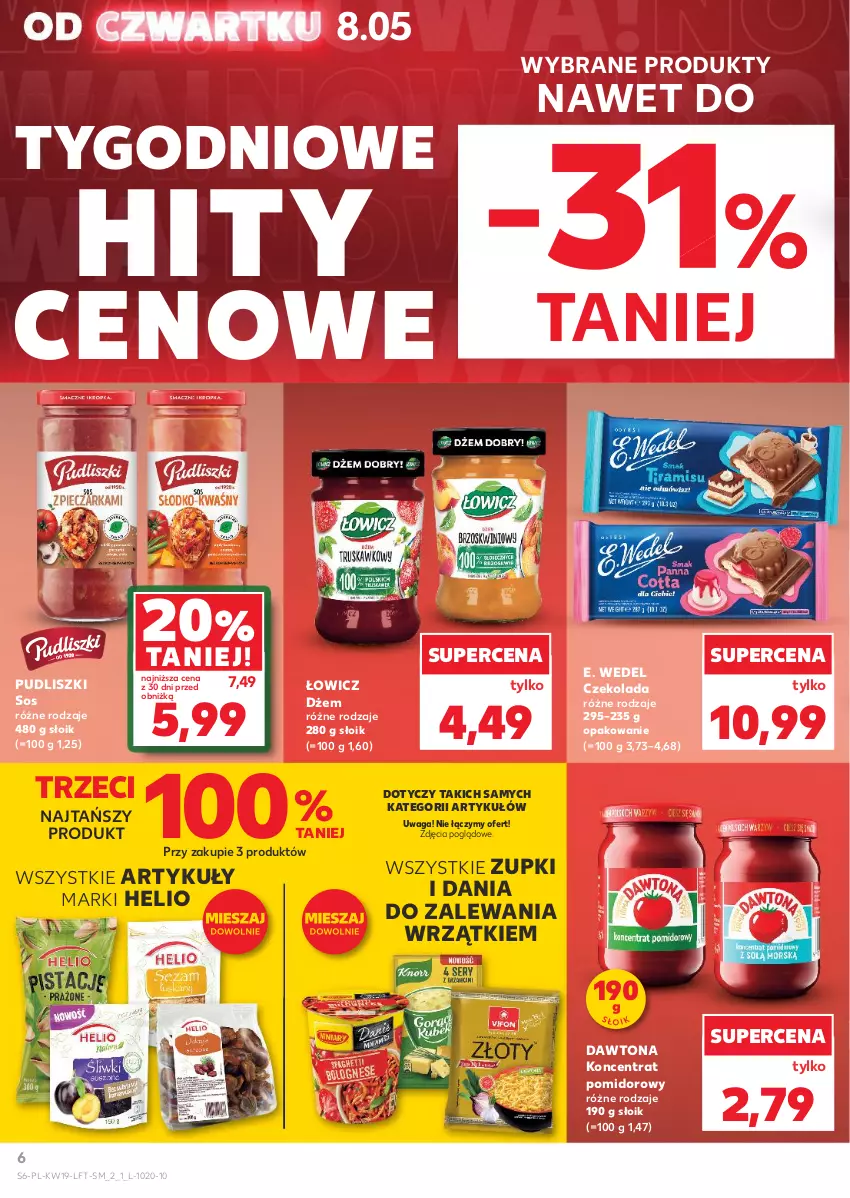 Gazetka promocyjna Kaufland - Gazetka tygodnia - ważna 08.05 do 14.05.2025 - strona 6 - produkty: Czekolada, Dawtona, Dżem, E. Wedel, Helio, Koncentrat pomidorowy, Pudliszki, Sos, Waga
