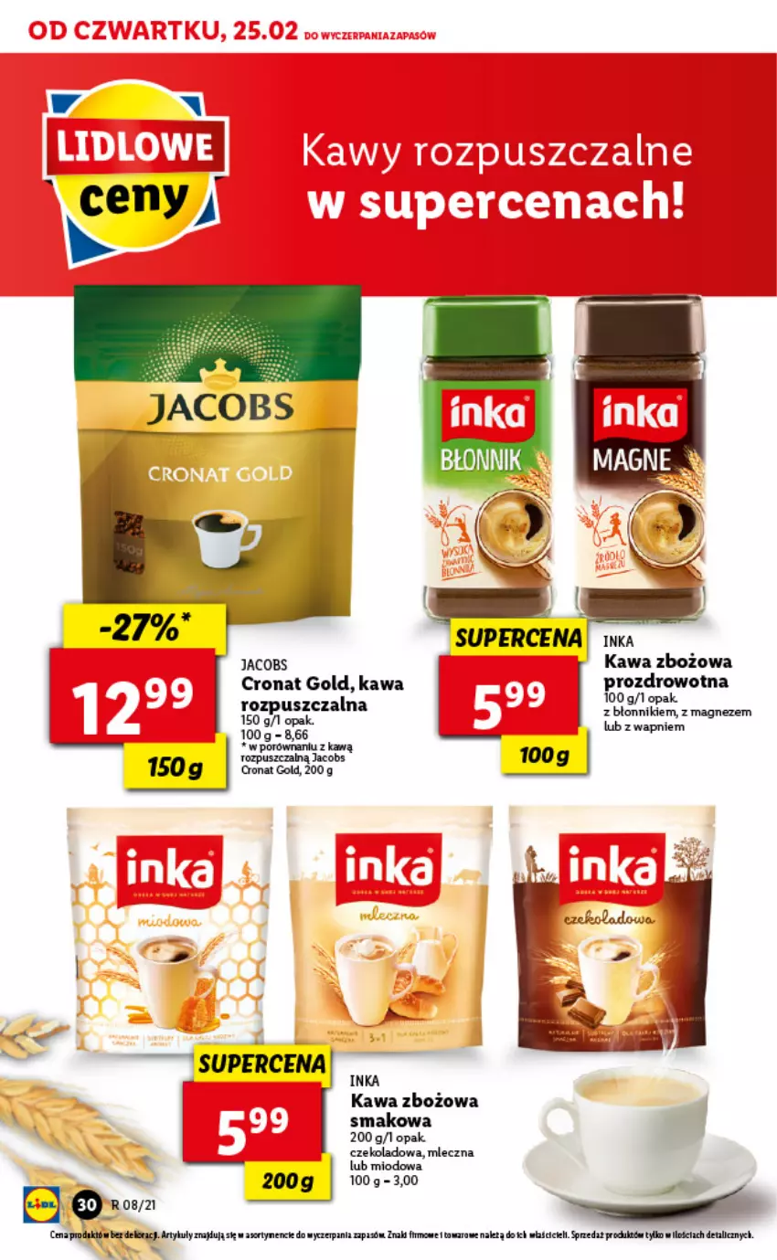 Gazetka promocyjna Lidl - GAZETKA - ważna 25.02 do 27.02.2021 - strona 30 - produkty: Inka, Jacobs, Kawa, Kawa rozpuszczalna, Kawa zbożowa, Magnez