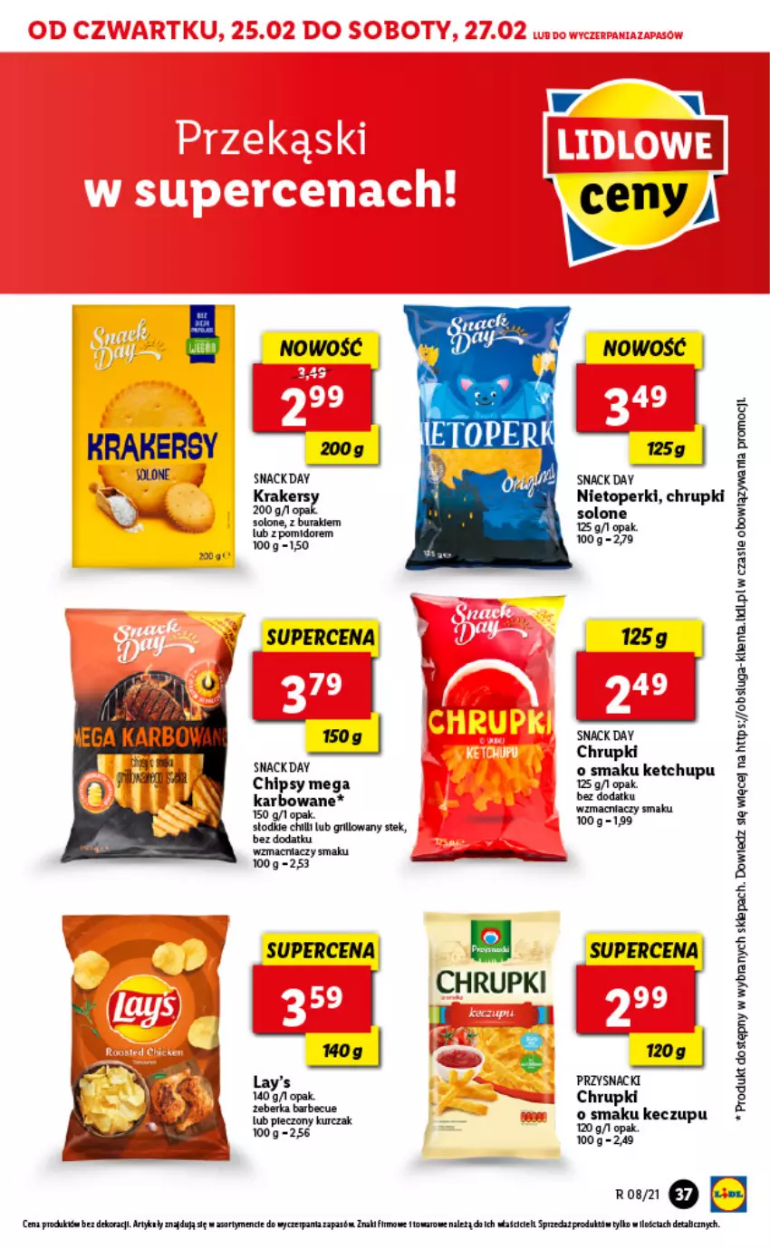 Gazetka promocyjna Lidl - GAZETKA - ważna 25.02 do 27.02.2021 - strona 37 - produkty: Chipsy, Chrupki, Grill, Kawa, Ketchup, Krakersy, Przysnacki, Stek, Top