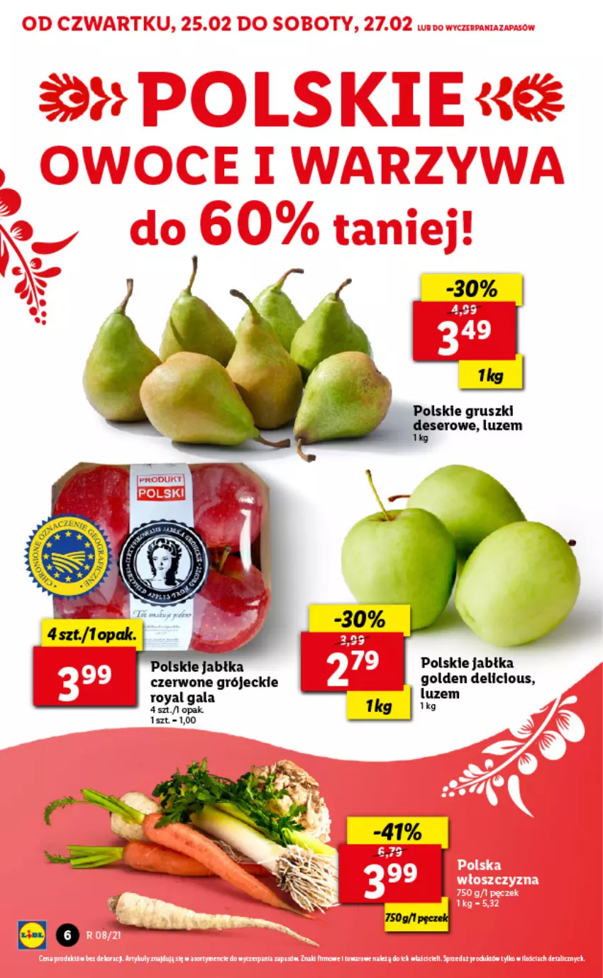 Gazetka promocyjna Lidl - GAZETKA - ważna 25.02 do 27.02.2021 - strona 6 - produkty: Deser, Gala, Gruszki, Jabłka, Ser