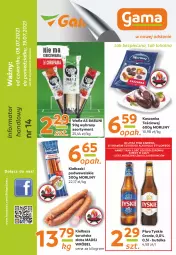 Gazetka promocyjna Gama - Gazetka Gama - Gazetka - ważna od 19.07 do 19.07.2021 - strona 1 - produkty: Piwa, Piwo, Piec, Gra, Madej Wróbel, O nas, Tyskie, Wawel, Babuni, Morliny, Kaszanka, Kasza, Kiełbasa, Fa