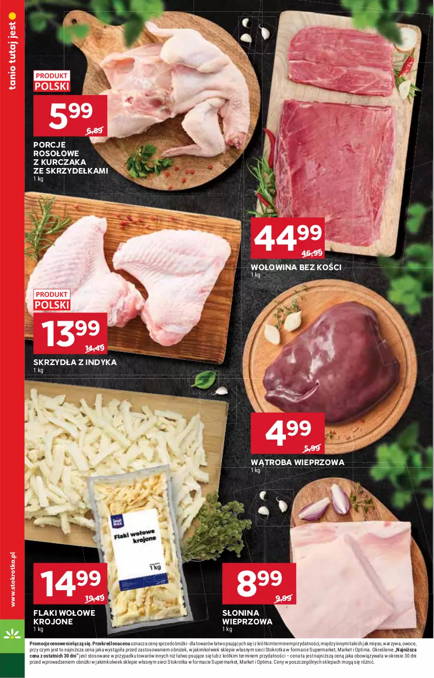 Gazetka promocyjna Stokrotka - Supermarket - ważna 05.03 do 11.03.2026 - strona 16 - produkty: Flaki, Flaki wołowe, Kurczak, Mięso, Optima, Owoce, Por, Warzywa, Wołowina, Wołowina bez kości
