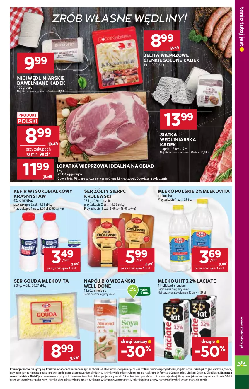 Gazetka promocyjna Stokrotka - Supermarket - ważna 05.03 do 11.03.2026 - strona 17 - produkty: Gouda, Kefir, Królewski, Mięso, Mleko, Mlekovita, Napój, Optima, Owoce, Ser, Siatka, Sok, Warzywa