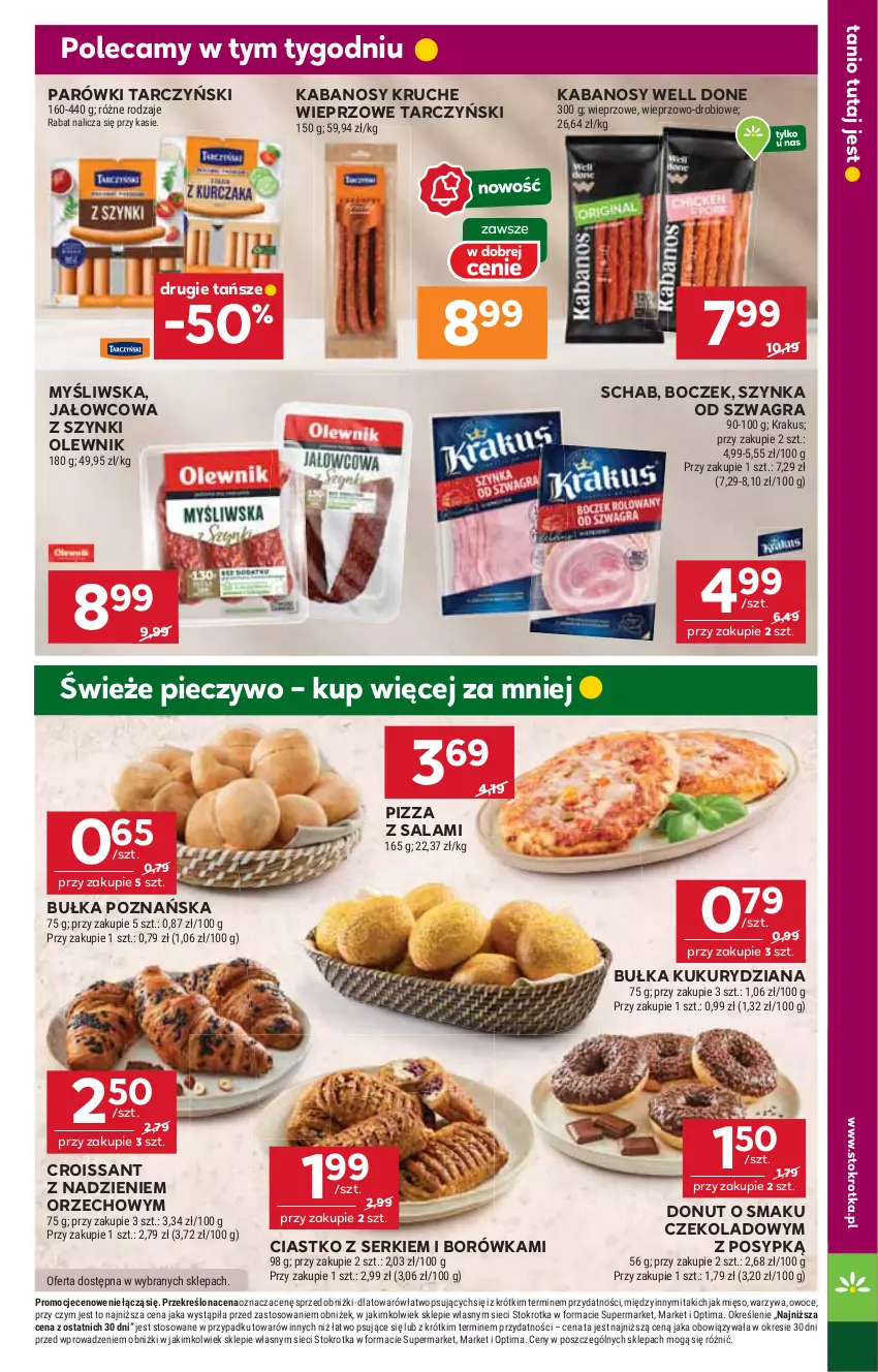 Gazetka promocyjna Stokrotka - Supermarket - ważna 05.03 do 11.03.2026 - strona 21 - produkty: Boczek, Borówka, Bułka, Croissant, Donut, Gra, Kabanos, Krakus, Mięso, Olewnik, Optima, Owoce, Parówki, Piec, Pieczywo, Pizza, Salami, Ser, Szynka, Tarczyński, Warzywa