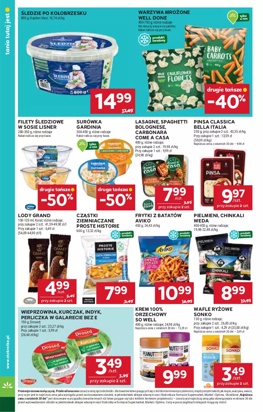 Gazetka promocyjna Stokrotka - Supermarket - ważna 05.03 do 11.03.2026 - strona 40 - produkty: Bell, Bella, Frytki, Frytki z batatów, Gala, Gra, Inka, Kurczak, Lasagne, Lisner, Lody, Mięso, Optima, Owoce, Perliczka, Ryż, Sonko, Sos, Spaghetti, Surówka, Wafle, Warzywa, Wieprzowina