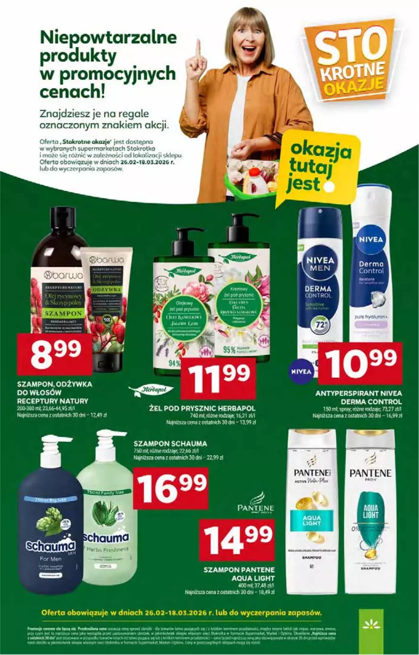 Gazetka promocyjna Stokrotka - Supermarket - ważna 05.03 do 11.03.2026 - strona 48 - produkty: Antyperspirant, Control, Herbapol, Nivea, Odżywka, Pantene, Schauma, Szampon