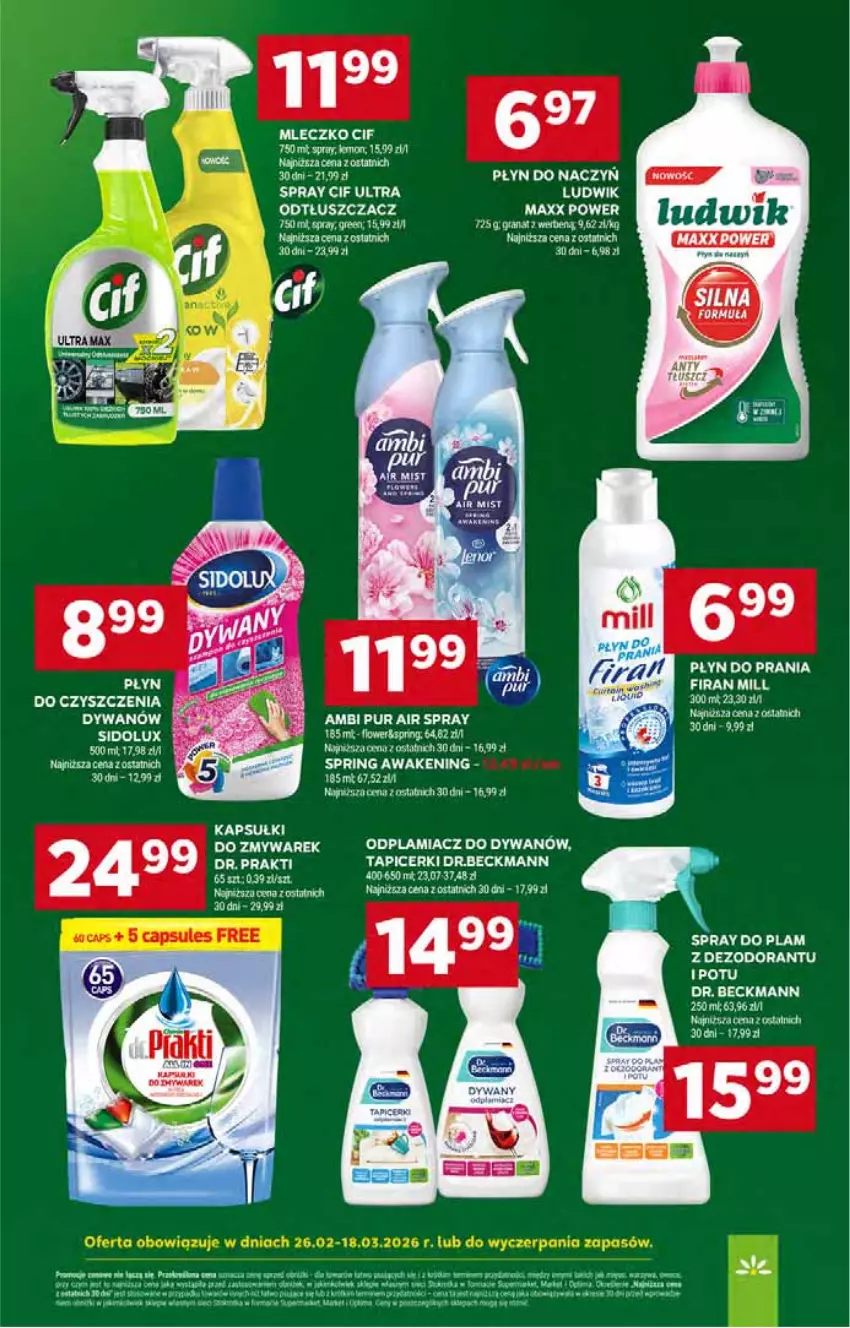 Gazetka promocyjna Stokrotka - Supermarket - ważna 05.03 do 11.03.2026 - strona 50 - produkty: Ambi Pur, Cif, Dezodorant, Dywan, Gra, Granat, Mleczko, Odplamiacz, Odtłuszczacz, Płyn do prania, Pur, Sidolux