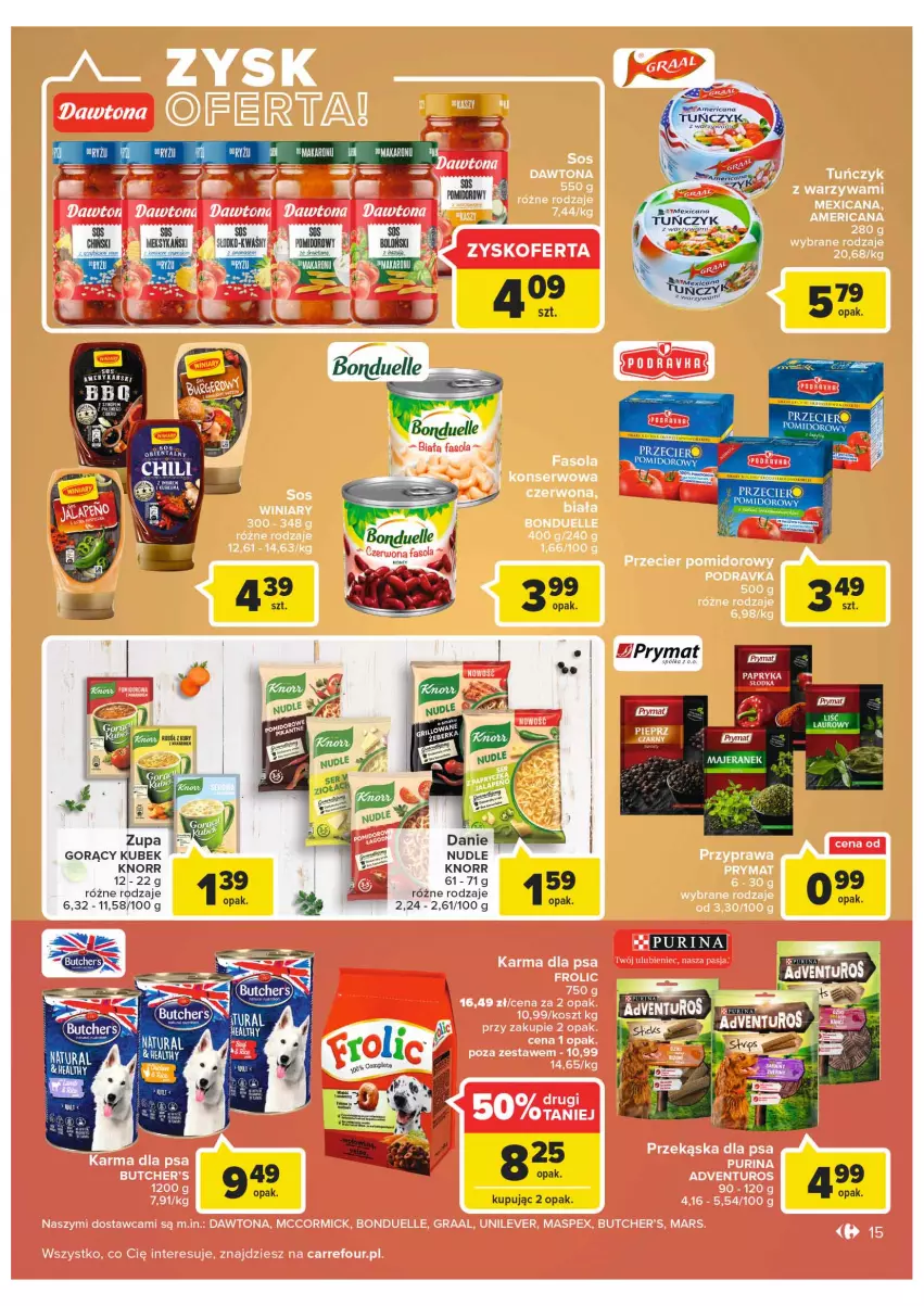 Gazetka promocyjna Carrefour - Gazetka Carrefour Targ świeżości - ważna 18.01 do 24.01.2022 - strona 15 - produkty: Knorr, Kubek, Pur, Purina, Sos, Tuńczyk