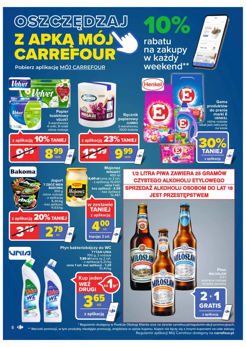 Gazetka promocyjna Carrefour - Gazetka Carrefour Targ świeżości - ważna 18.01 do 24.01.2022 - strona 8 - produkty: Fortuna, Gra, Majonez, Papier, Piwa, Rolki, Tytan, Velvet